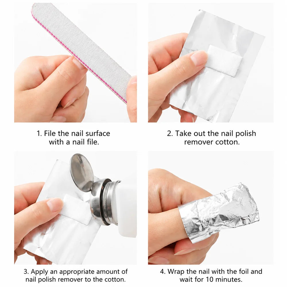 50/100 Nail Polish Remover Foil Wraps Nail Remover Wraps with Cotton Pads for Gel  Professional Nail Art for Home Salon Tool