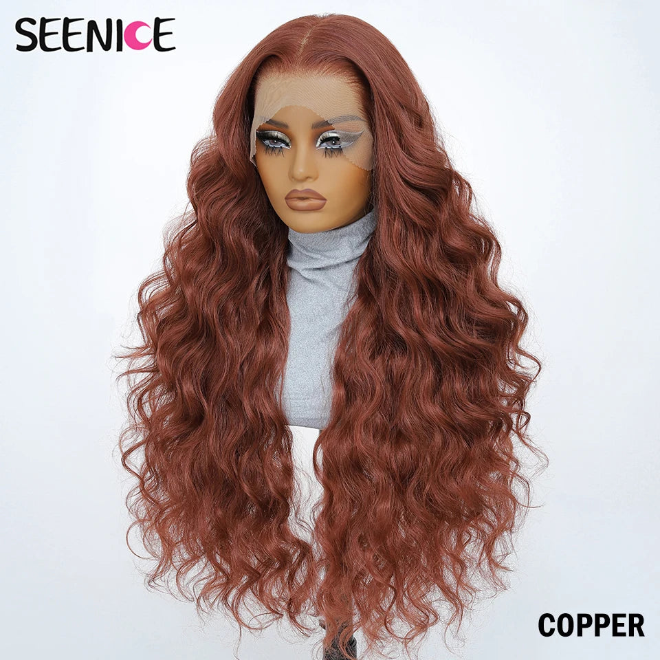 99J Burgundy Synthetic Lace Frontal Wig 13x6 Body Wave Long Deep Wavy Ombre Black Lace Wigs for Women Heat Resistant Cosplay Wig