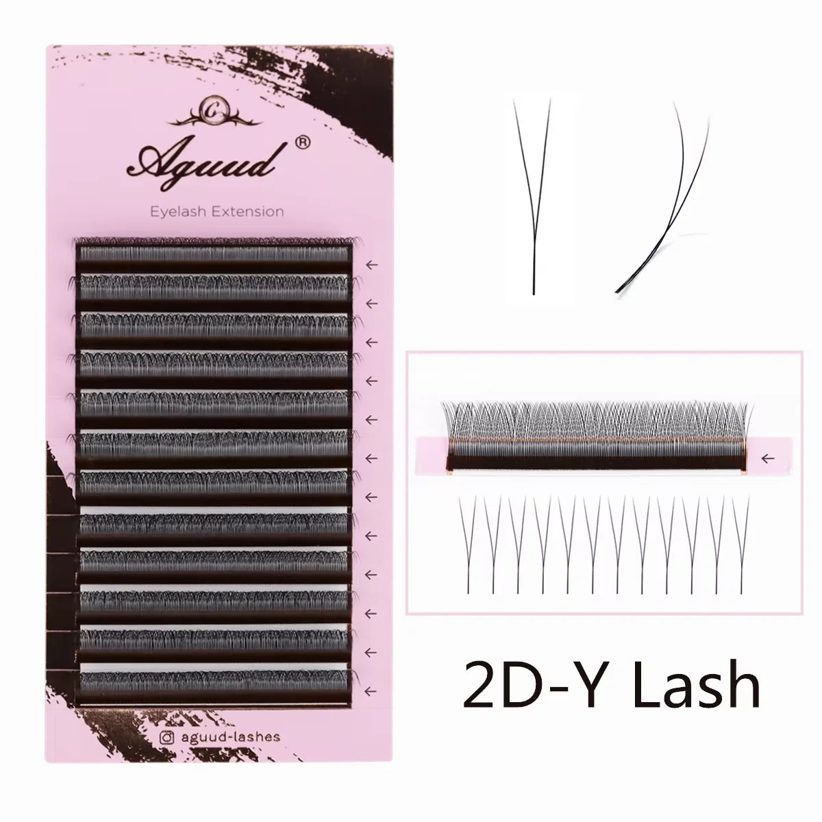 AGUUD 3D 4D Brown Premade Bloom Fans Lashes YY 5D-W Shaped Fairy Clover Volume Eyelash Extensions Soft Brown Fairy Clover Lashes