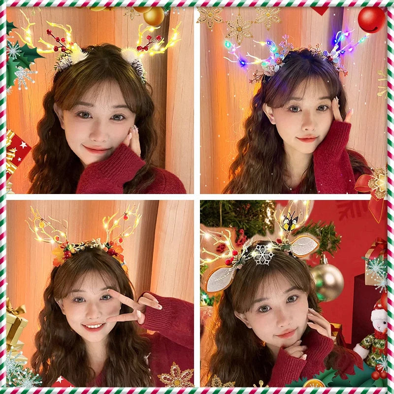 Christmas Headband New Year 2026 Supplies Christmas Hair Pins Xmas Party Headwear Navidad Home Outdoor Hair Hoop