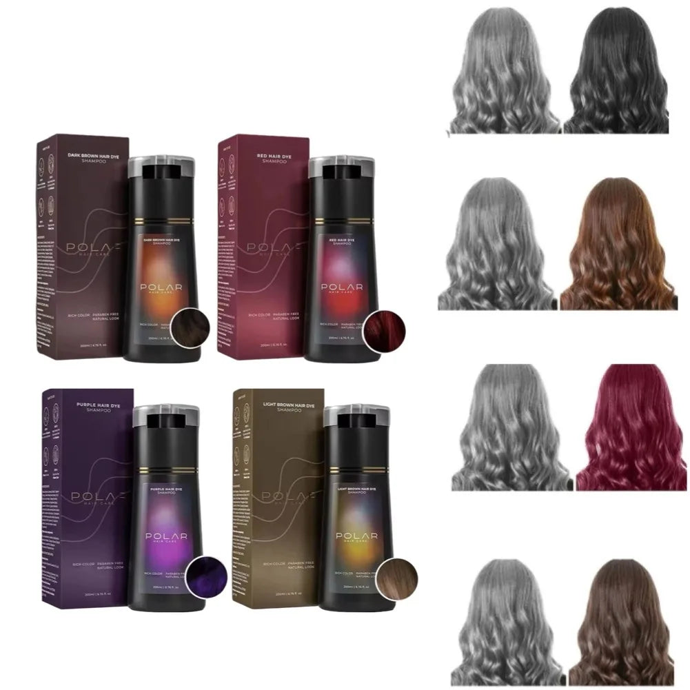 200ml 4 Colors Hair Dye Shampoo For Gray Hair For Women Men ﻿Premium Natural Hair Dye Kit Semi Permanent Hair Dye Shampoo Black