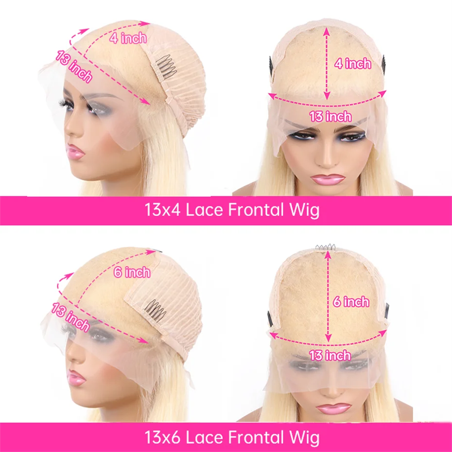 Short Bob Wig Human Hair 13x4 13x6 Transparent Lace Front Human Hair Wigs For Women 613 Honey Blonde Color Lace Frontal Wigs Pre Plucked 220% Density 10 12 14 inch Straight Brazilian Hair