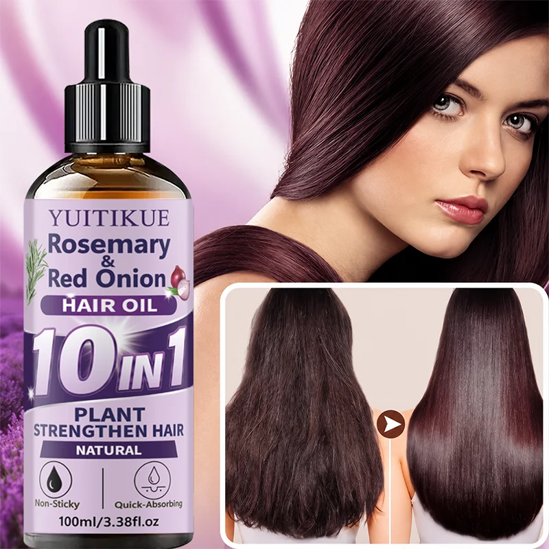 10‑in‑1 Herbal Hair Essential Oil Rosemary Onion Extract Hydrating Nourish Scalp Moisturizer Silky Shine Hair‑Care Serum