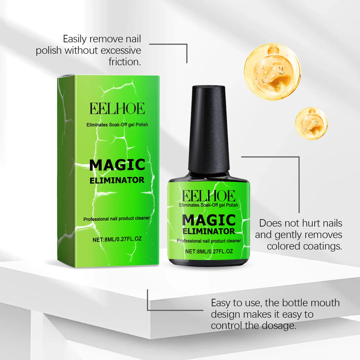 Gentle Nail Gel Remover Soak Off Solution for Acrylic Builder Gel Easy Removal Without Damaging Nails No Residue Fast Acting 8ml