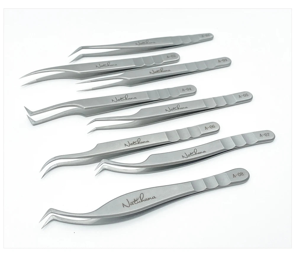 NATUHANA Anti-Static Lash Tweezers High Precision Stainless Steel Eyelash Extension Isolation Volume Tweezers Professional Tools