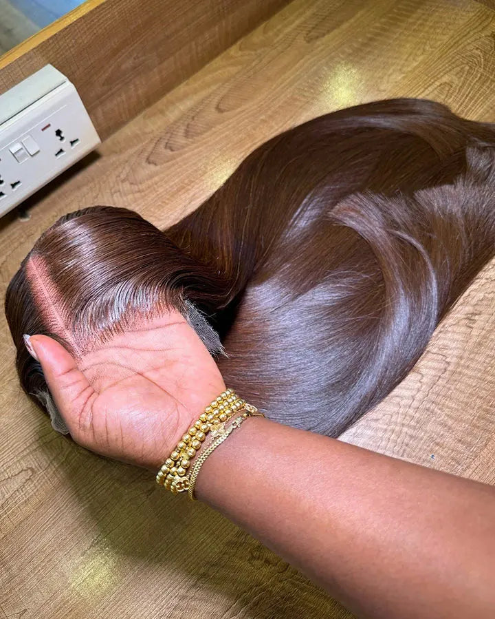 40 Inch 13x6 Chocolate Brown HD Bone Straight Lace Front Wigs Human Hair Brown Glueless Wig 13x4 Brazilian Lace Frontal Wigs