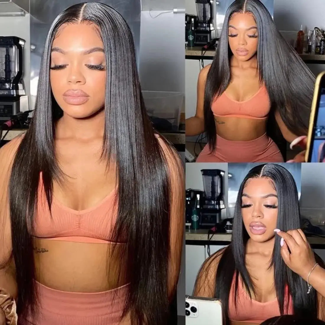 HD Straight Lace Front Wig Layered Wigs Reddish Brown Layered Cut Lace Wigs Copper Red Synthetic Butterfly Haircut Glueless Wigs