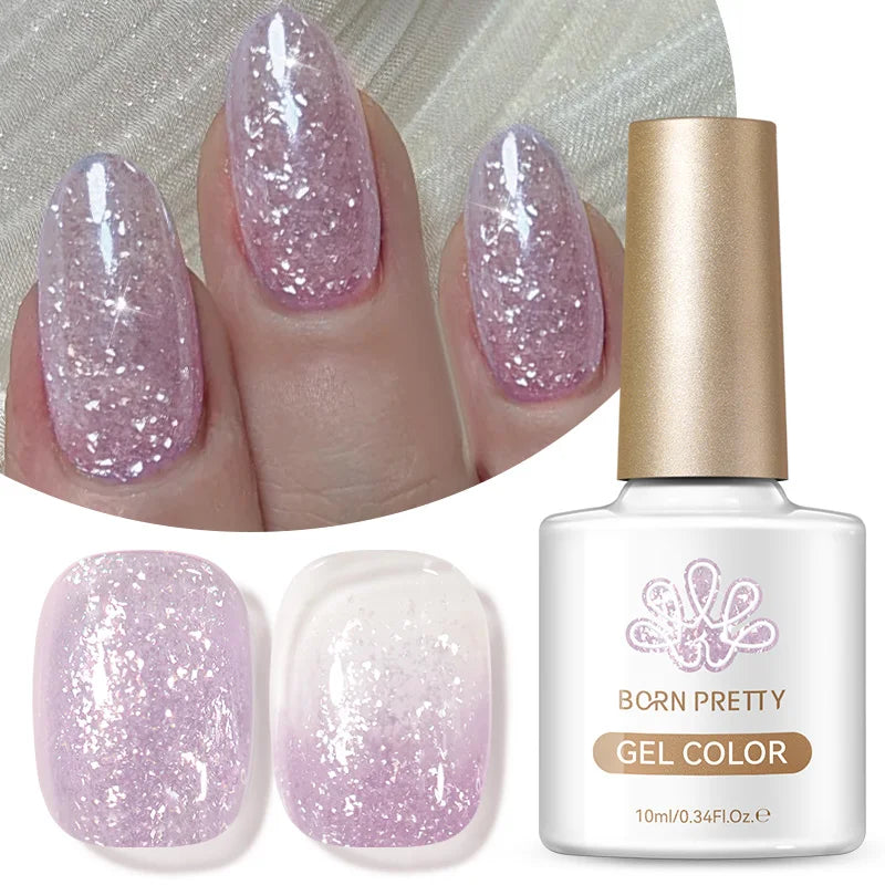 BORN PRETTY 10ml Snow Glitter Jelly Gel Polish Christmas Vernis Semi Permanent Nail Art Soak Off UV Gel Manicure Nail Supplies