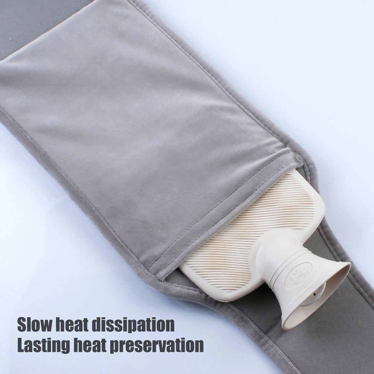 Hot Water Bag Uterus Warming Waist Belt Dark Gray Adjustable Thick Soft Plush Waist Cover for Hot Water Bottle