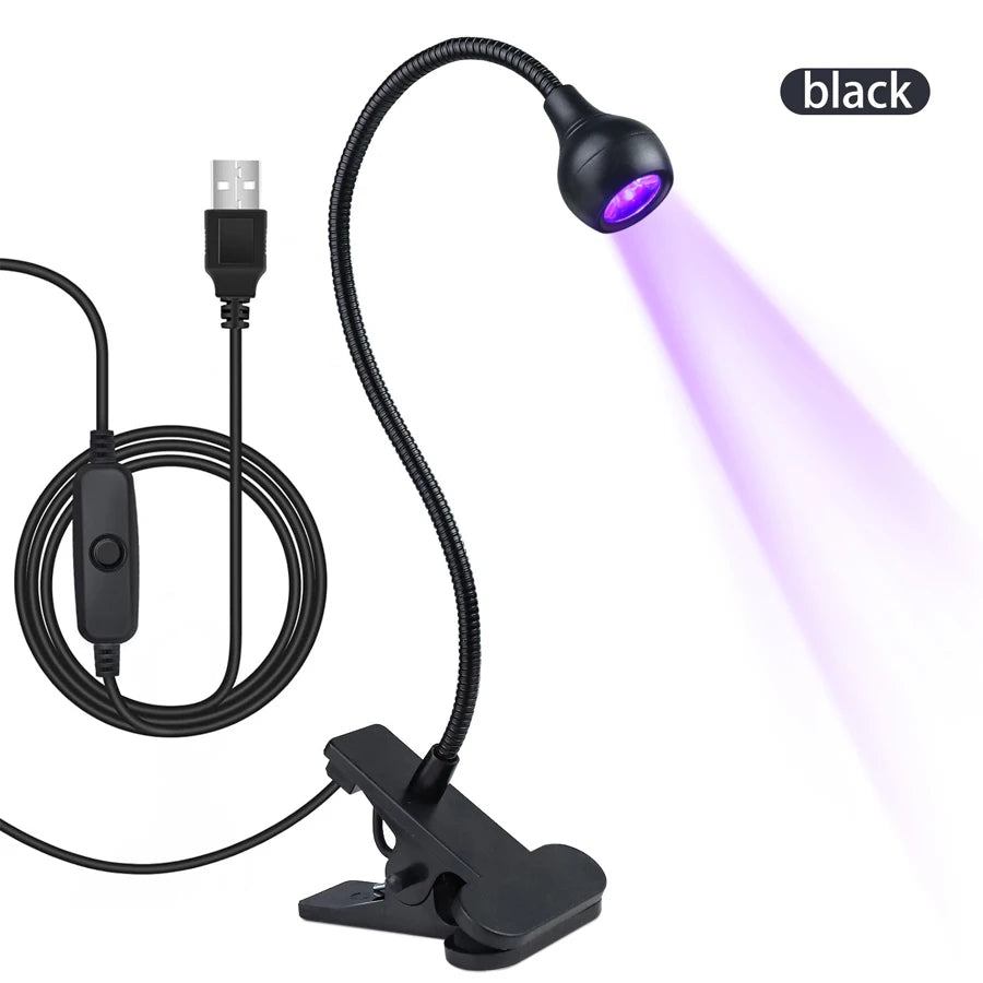 5W LED UV Gel Nail Curing Lamp with Clip And Flexible Tube Nail Dryer for Gel Polish