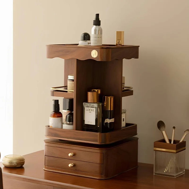 Rotatable Makeup Storage Box Multifunctional Wooden Make Up Organizer Portable Holder Makeups Organizers Desk Tidiness Storages