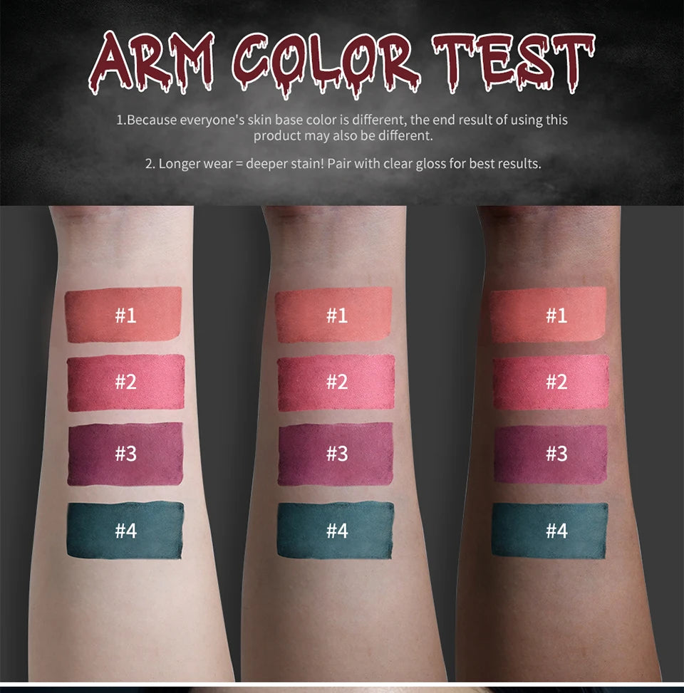 Lip Stain Kiss of Death Bloody Gothic Matte Long Lasting Waterproof Change of Black Vampire Halloween Cosplay Makeup