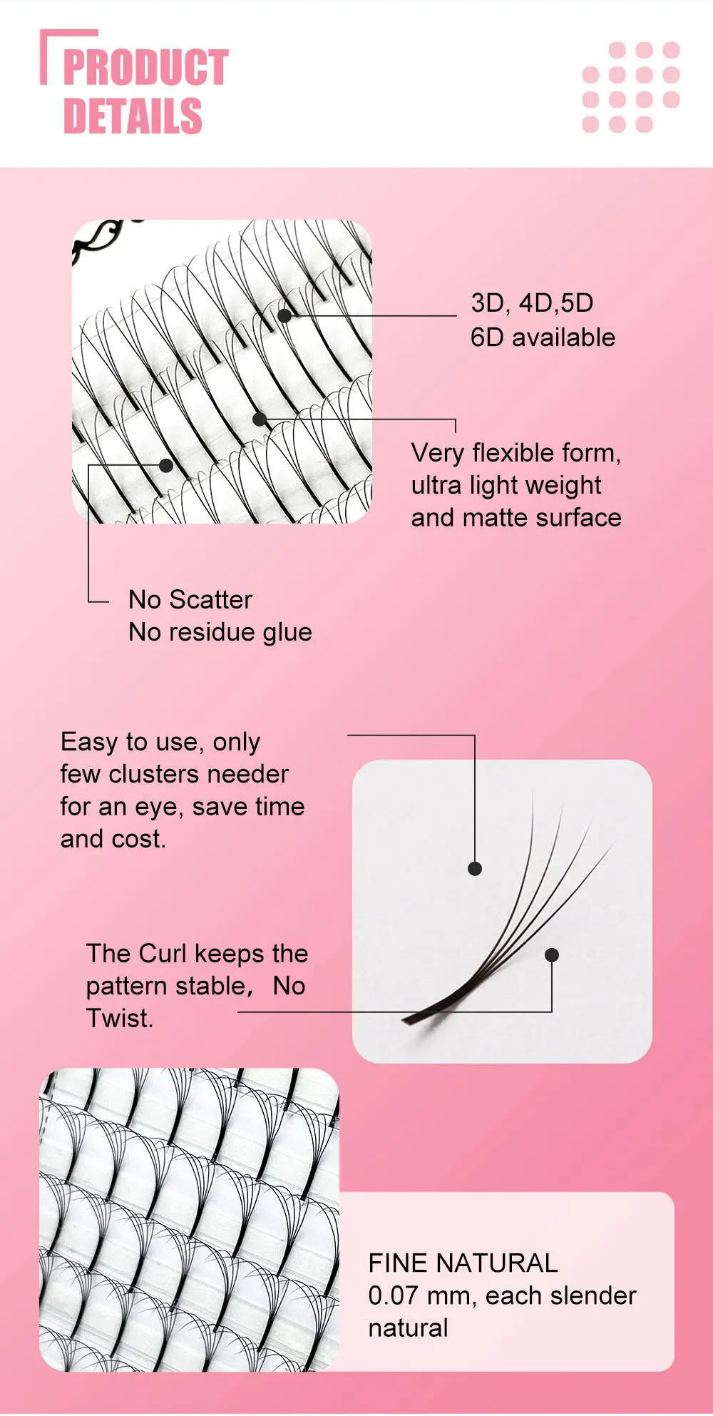 Abonnie Russian Volume Eyelash Extensions Eyelash Bouquets Volume Long Stem Soft Matte Black Premade Extension