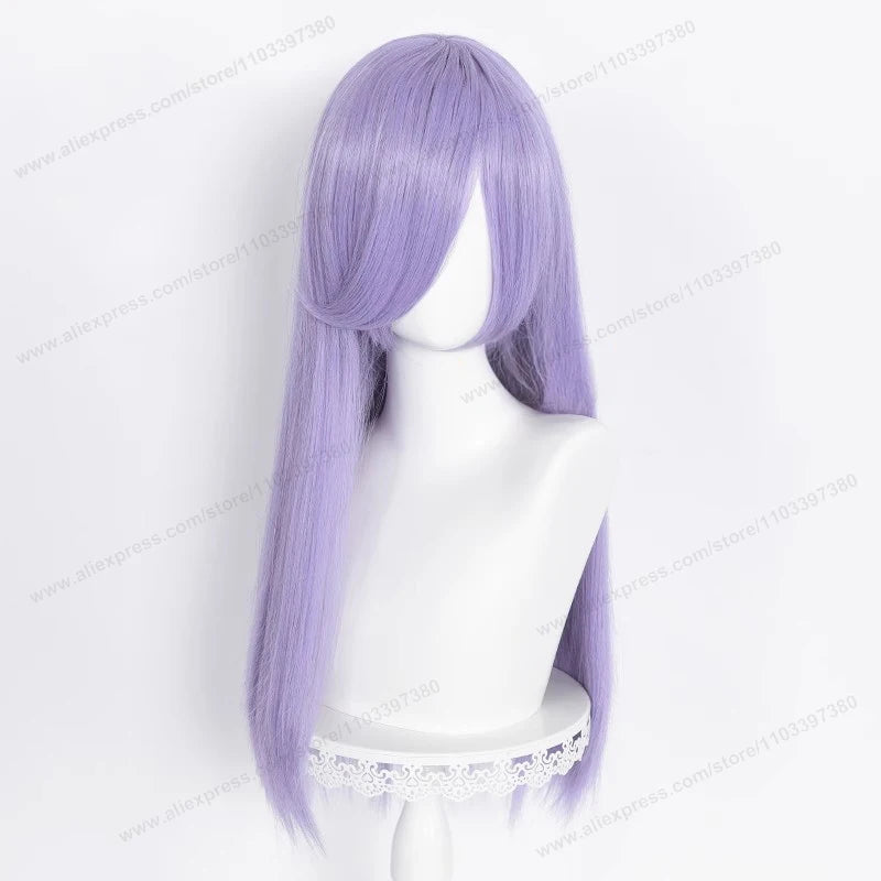 60cm Long Straight Cosplay Synthetic Wig With Bangs Golden Yellow Green Blonde Purple Heat Resistant Hair Anime Wigs + Wig Cap