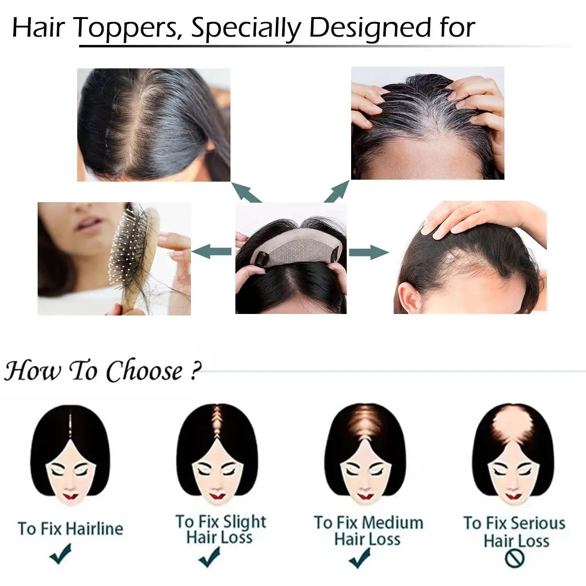 Full Hand Made Silk Base Women Toppers 10X12cm Sizes Natural Scalp Top Base Virgin Straight Human Hair Pieces with Clips