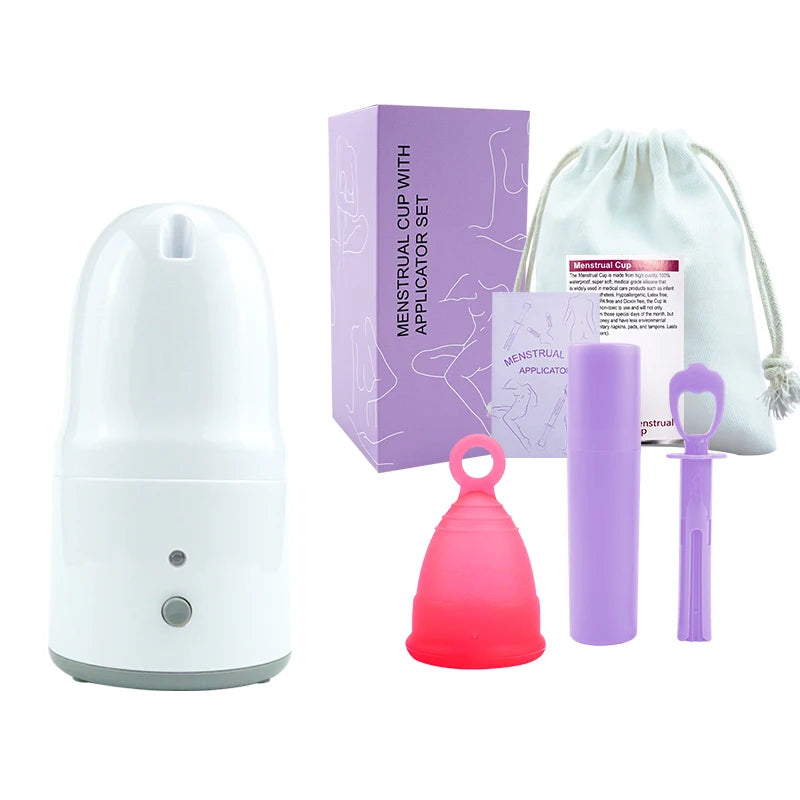 Certified Cup Kit Steam Sterilizer Applicator Reusable Soft Silicone Lady Cup Sterilization Women Health Care Feminine Hygiene