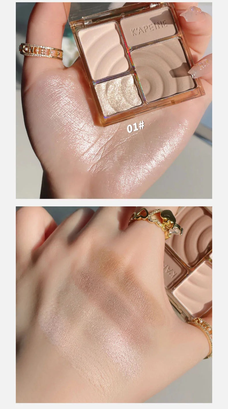 4Colors Matte Highlighter Contour 3D Facial Bronzer Brightening Glitter Highlight Palette Eye Shadow Nose Powder Makeup Cosmetic