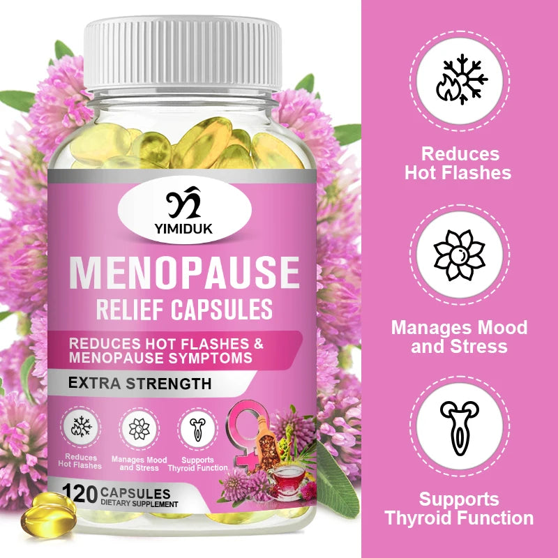 Menopause Capsules, for Women Natural Menopause Relief, Hot Flashes Night Sweats Mood Swings & Hormone, Mood Balance, Metabolism