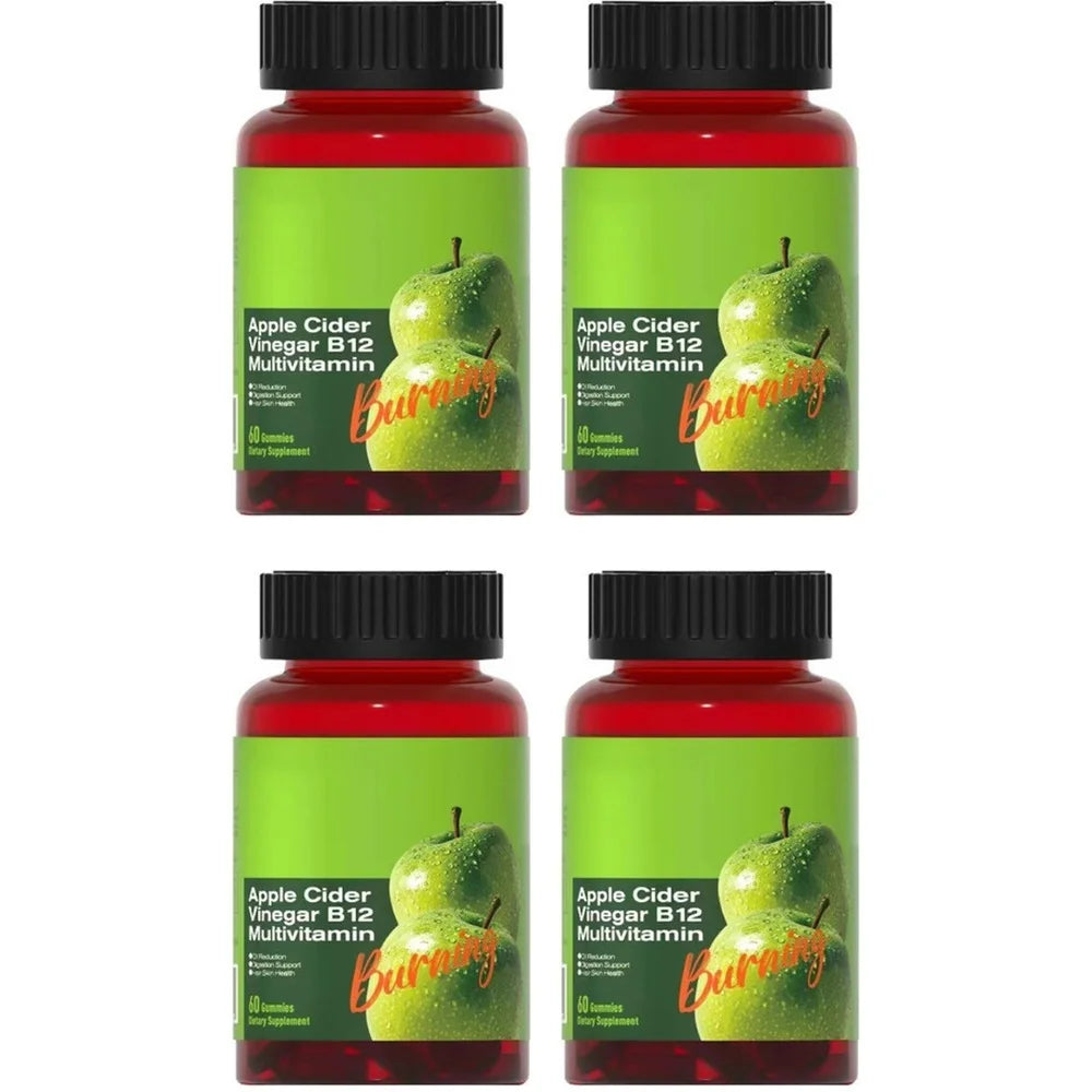Apple Cider Vinegar B12 Gummies Free Vegan Gluten-Free for Healthy Metabolism & Daily Wellness Support for Men Women 60 Gummies