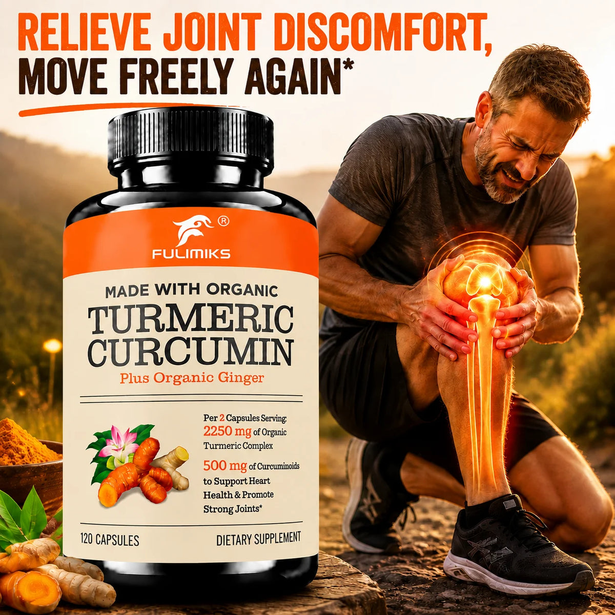 Curcumin Turmeric 2250mg, Advanced Absorption,with Curcuminoids, BioPerine Black Pepper Extract, Joint, Immune Health Support