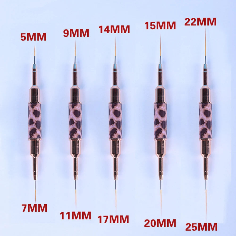 5-25mm Leopard Print Nail Art Brushes Double HeadLiner Brush Striping Drawing Painting Nail Design Brushes Manicure Thin Details