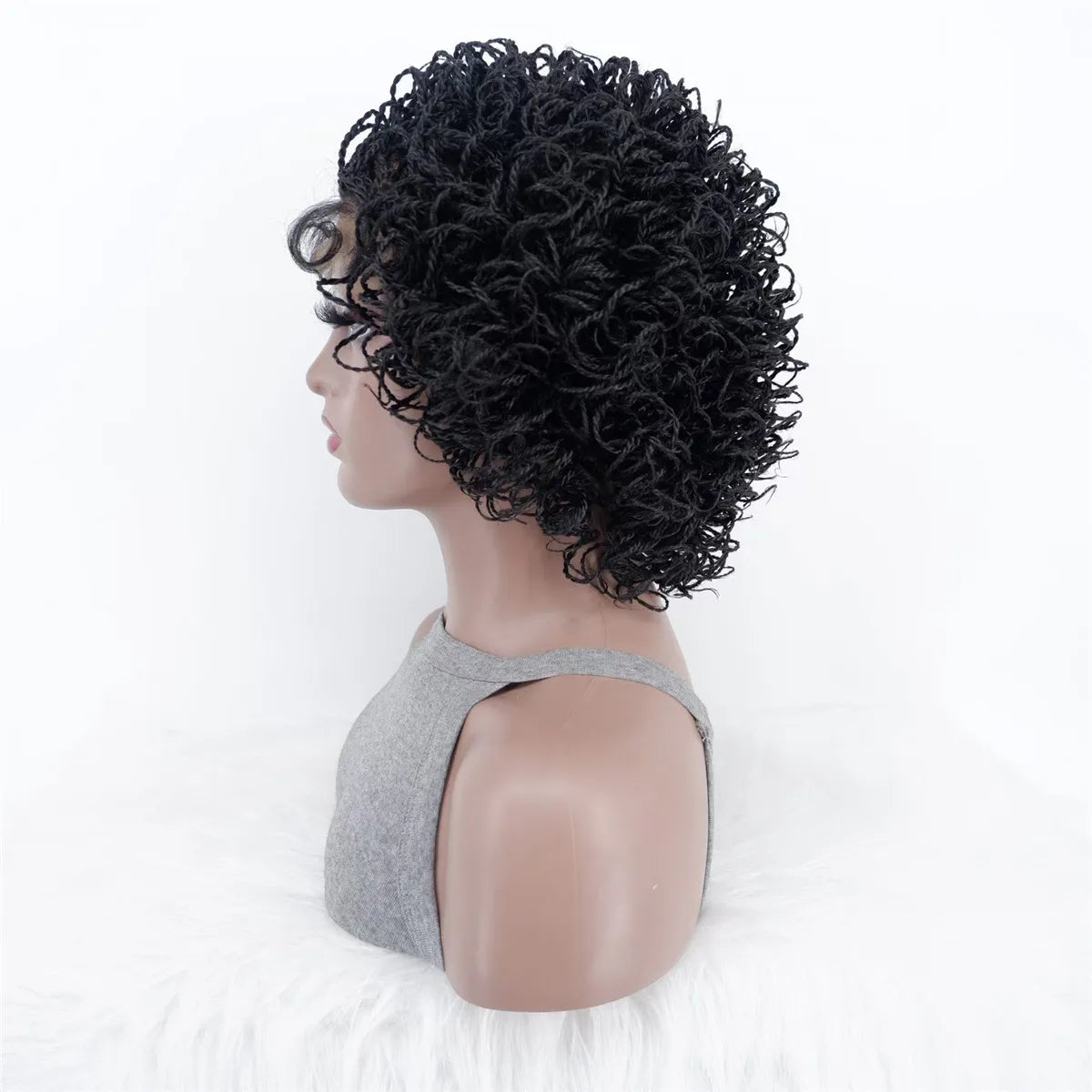 12 Inch Short Bob Braided Micro Curly Twist Wig on 5x5 Frontal Lace HD Natural Looking Box Braided Hair for Women