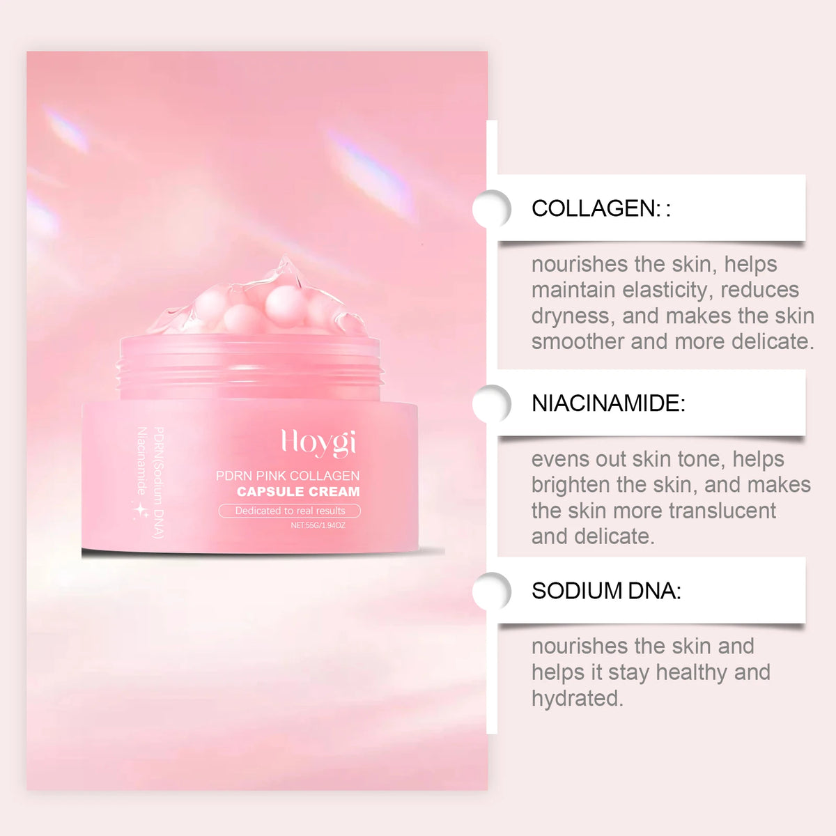 PDRN Pink Collagen Face Serum Skin Oil Control Lasting Moisturizing Facial Cream Skin Care Gel Lightweight Non-Greasy Cream