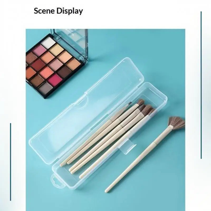 3PCS Transparent Makeup Brush Organizer CaseTravel Cosmetic Brush Storage Box Dustproof Snap-Close Holder With Hanging Loop