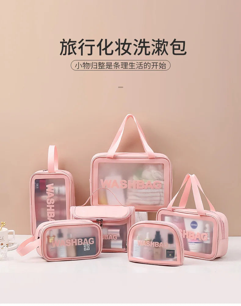 New Transparent Makeup Bag Set Toiletry Organizer Washbag for Women Portable Toiletries Pouch Travel Essential Cosmetics Bag