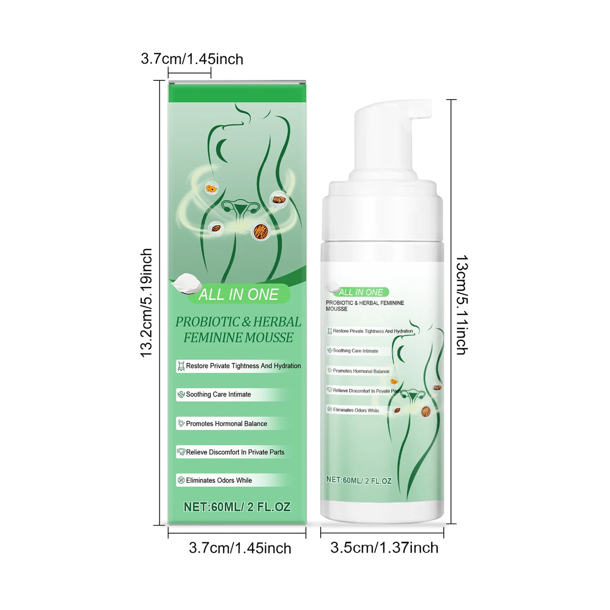 Herbal Women Private Part Care Mousse Gentle Cleanse Reduce Odor Ph Balance Anti-Itching Hydrating Feminine Hygiene Care Product