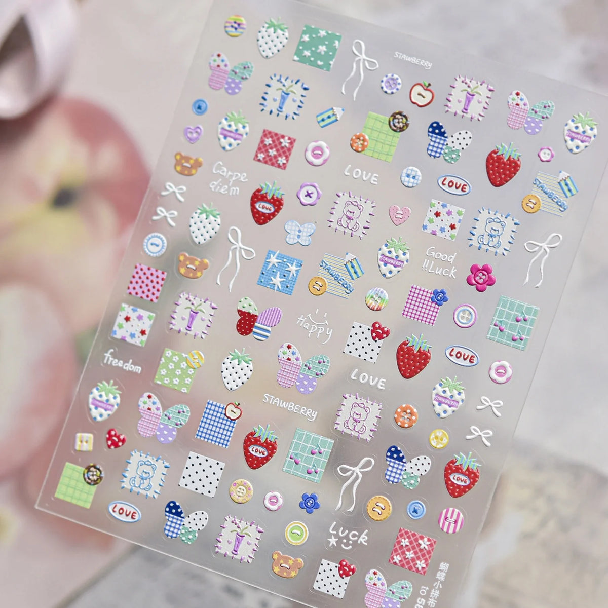 Christmas New Year Theme White Sheep Gift Box Plaid Bow Apple Snowflake Star 5D Nail Stickers Self‑adhesive Nail Holiday Party