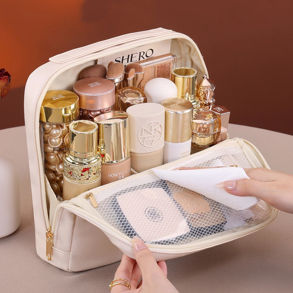 Portable Standing Up Bag Large Capaci Travel Waterproof Toiletry Storage Bag for Brues Cosmetic Tools Women's Makeup Organizer