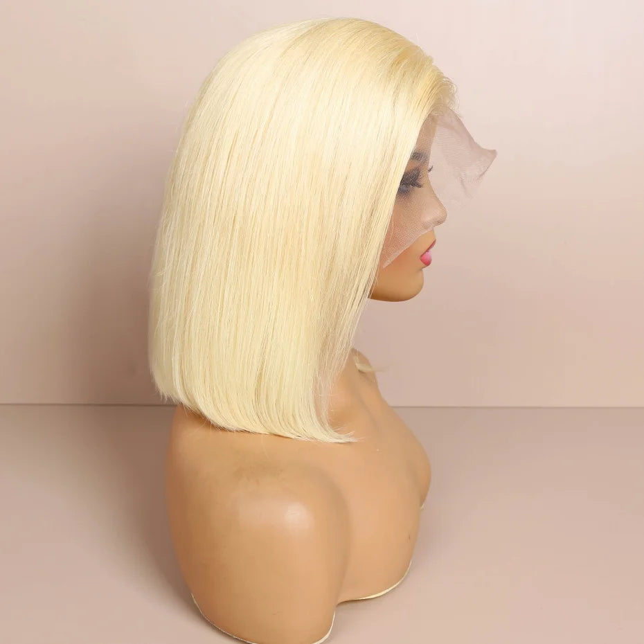 13x4 13x6 Hd Transparent Straight Lace Frontal Human Hair Wigs Remy Brazilian Short Bob Wigs For Women 613 Blonde Color Lace Front Bob Wigs 10 12 14 16 inch