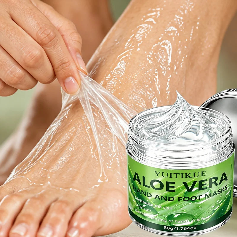 YUITIKUE 50g Aloe Vera Hand Foot Mask Exfoliating Moisturizing Hydrating Brightening Dead Skin Removal Hand Foot Care Cream
