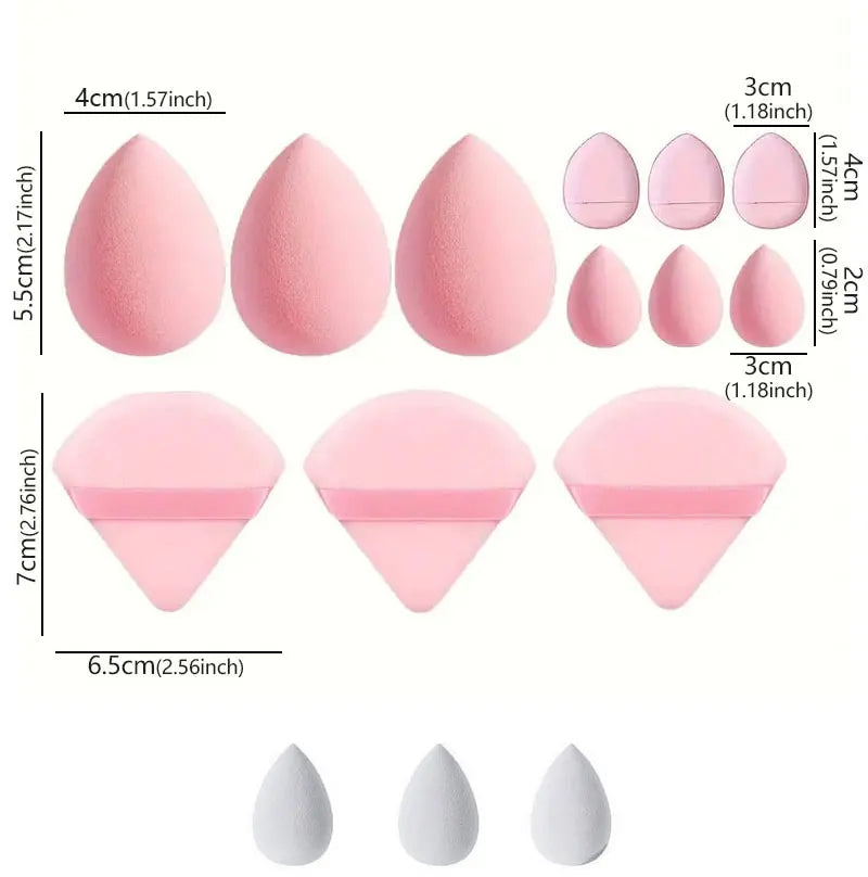 Solid Color 12PCS Makeup Sponge Set, Loose Powder and Finger Catching Thumb Puff Cotton Mini Powders Puffs Soft Makeups Eggs Set
