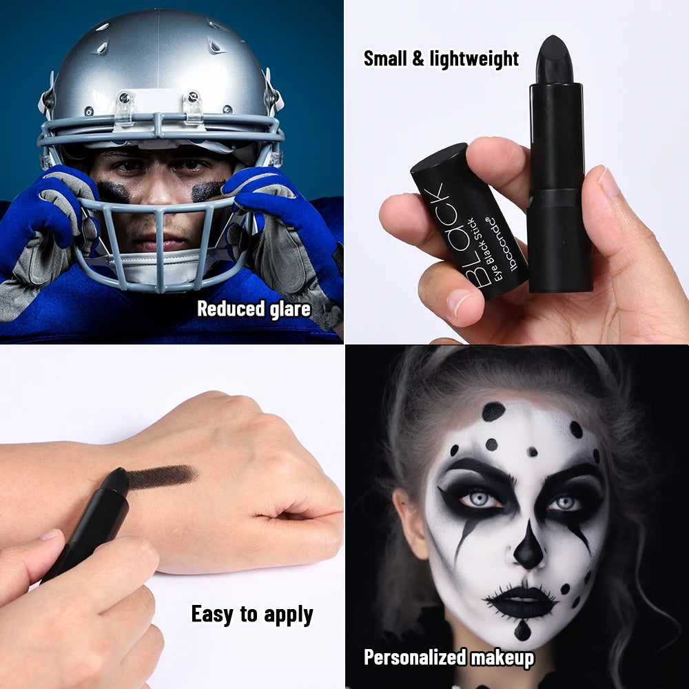 Black Eye Face Body Paint Stick Cream Eyeblack Tube Black Body Painting Sticks for Halloween Cosplay Joker Makeup