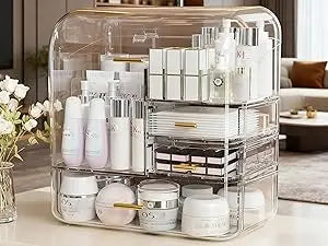 2026 New Cosmetic Storage Box Transparent Integrated Acrylic Eyebrow Pencil Lipstick Skincare Storage Organizer