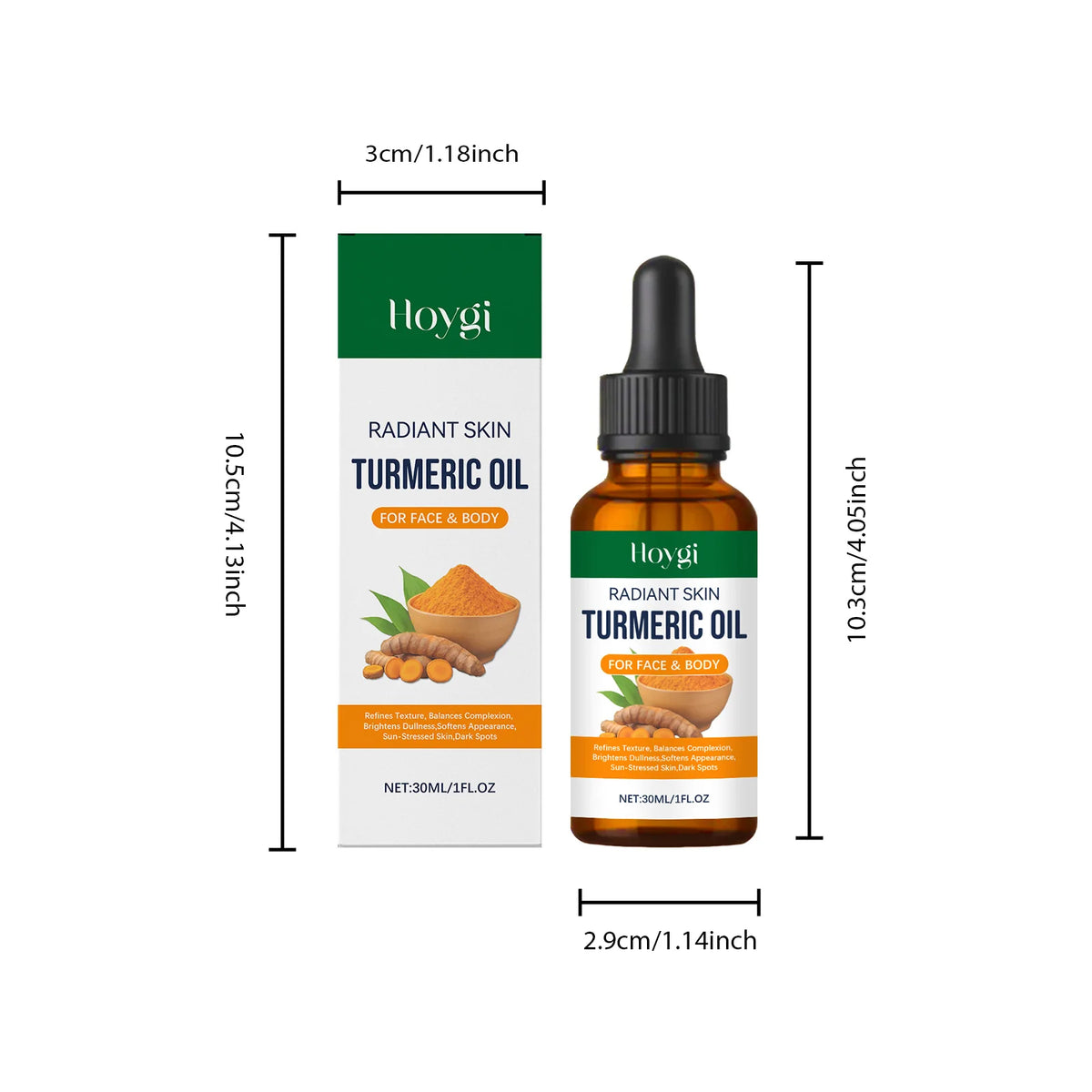 Turmeric Brightening Oil Dark Spot Corrector Exfoliating Face Oil Even Skin Tone Nourishing Fades Sun Spots Body Face Skincare