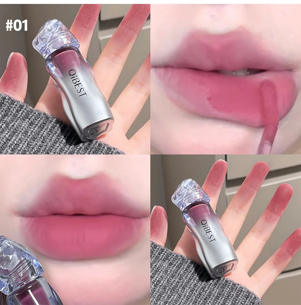 QIBEST Matte Velvet Liquid Lipstick Natural Long-Lasting Highly Pigmented Lip Mud Portable Finish Universal Lip Gloss Makeup