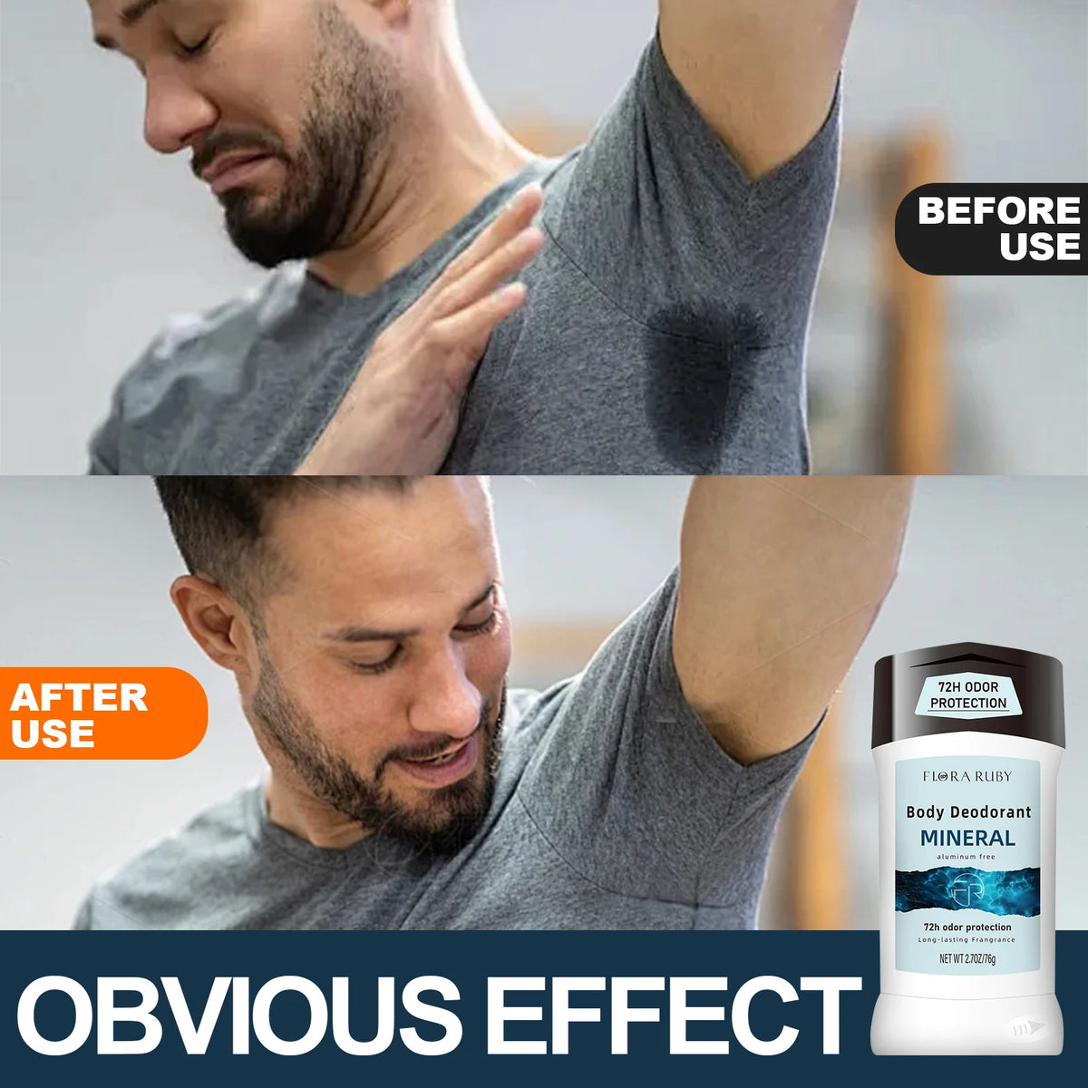 76g Mens Deodorant Refreshing Fragrant Body Care Cream- Long-Lasting Deodorizing,Anti-Sweating, Moisture Control Odor for Armpit