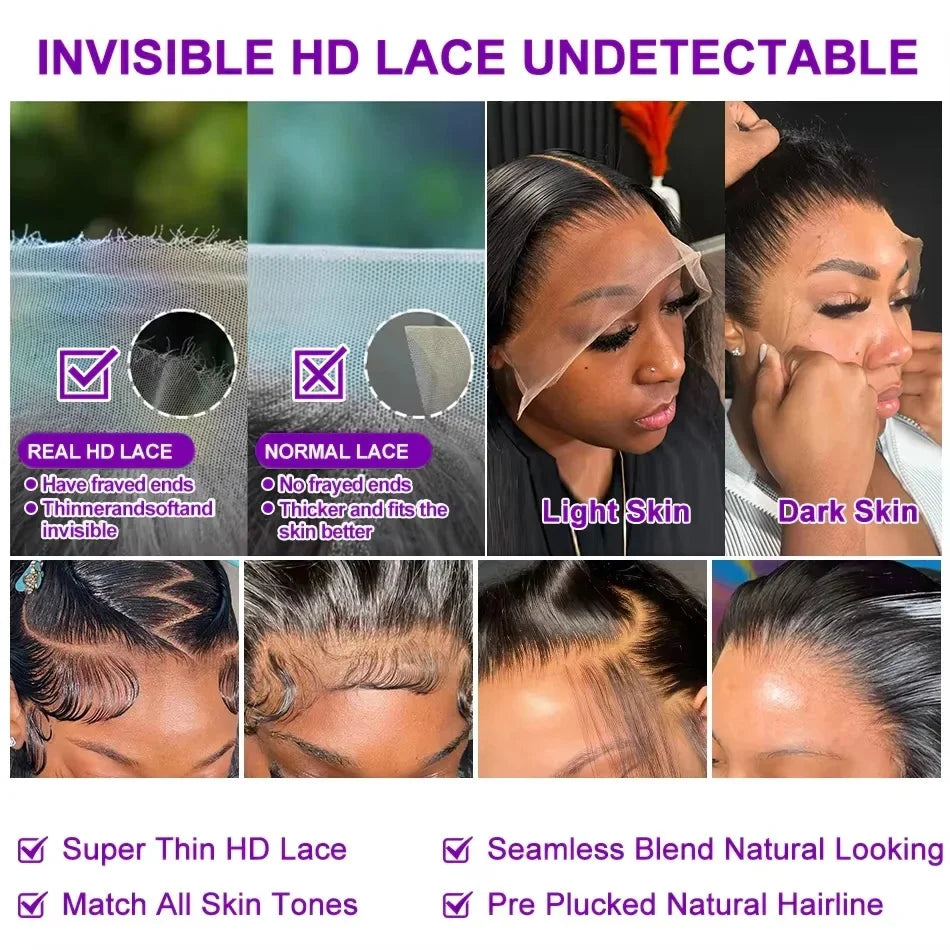 250 Density 100% Human Hair 40 44 Inch Deep Wave 13x4 13x6 HD Lace Front Wigs Water Wave Curly 360 HD Full Lace Front Wig Black