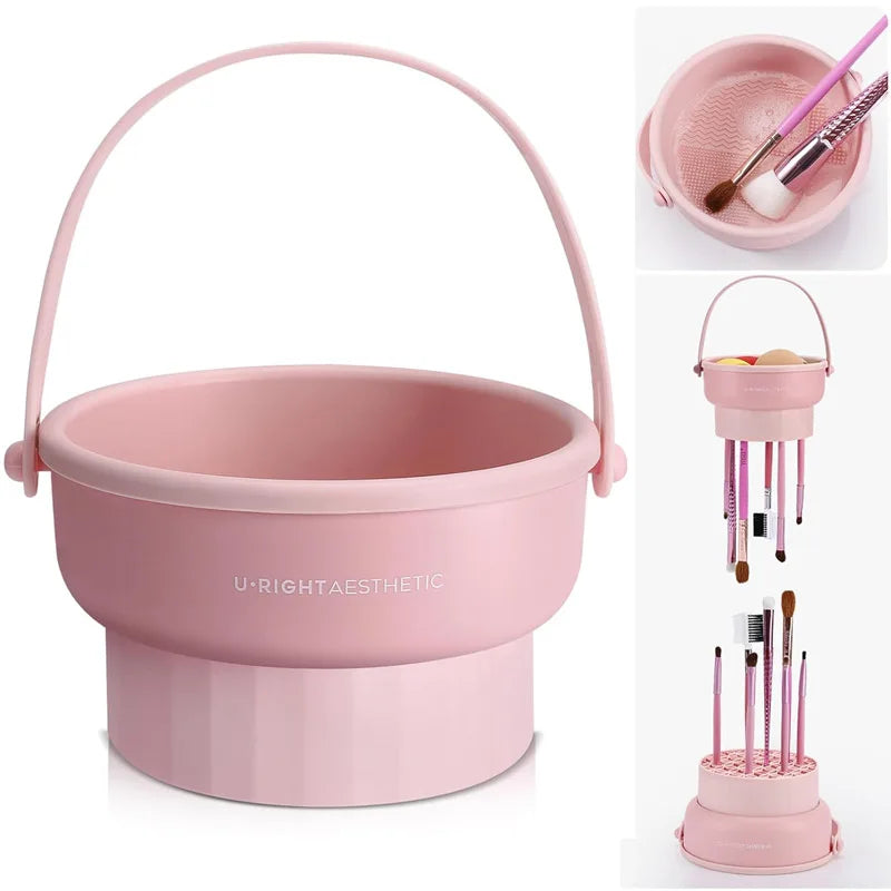 Makeup Brush Cleaning Bucket Washing and Drying Tools Beauty Makeup Powder Puff Cleaning Artifacts Drying Rack Storage Box