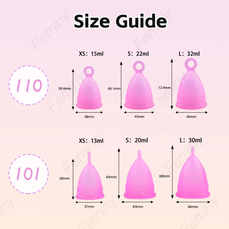Certified Cup Kit Steam Sterilizer Applicator Reusable Soft Silicone Lady Cup Sterilization Women Health Care Feminine Hygiene