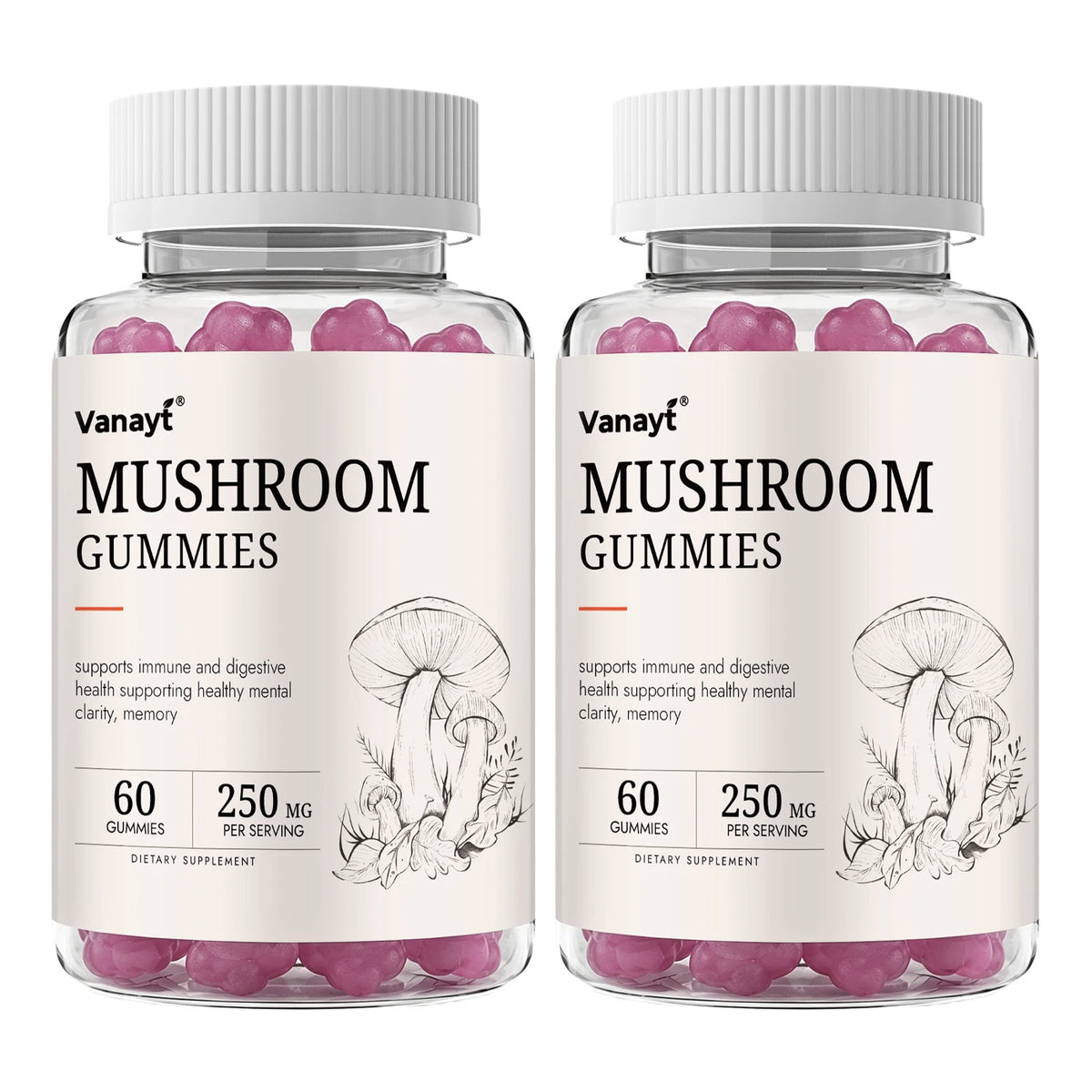 250mg Mushroom Super Blend Complex - Brain Nervous System Health and Memory Supplements Immunity Sleep Energy Mood Support