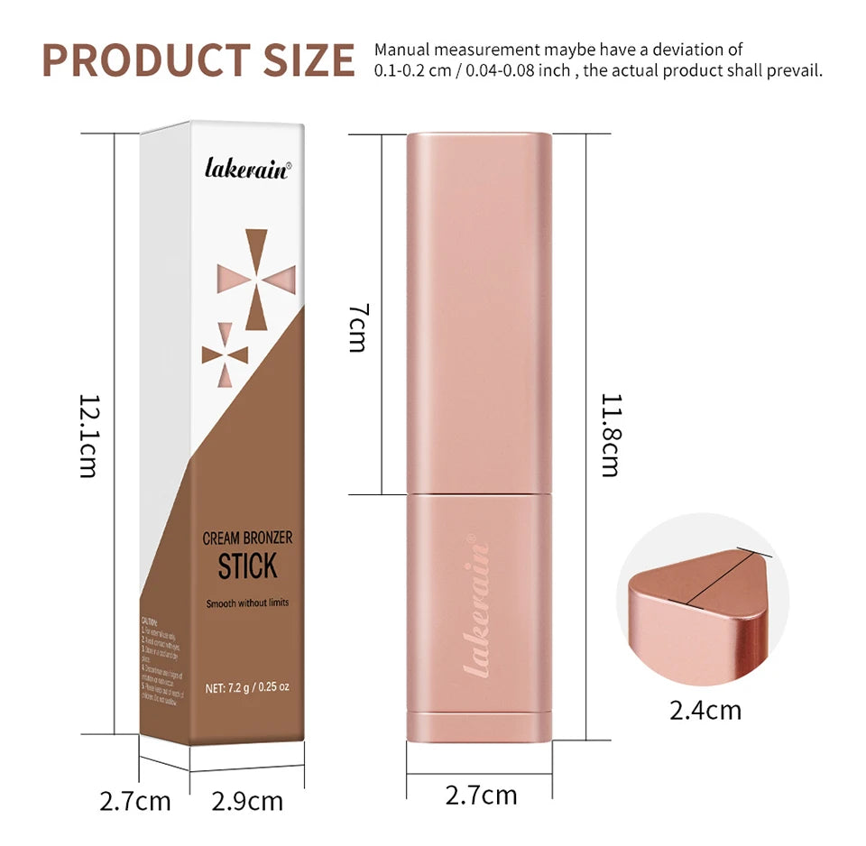 3D Bronzer Contour Stick Face Makeup Lasting Smooth Contour Bronzing & Contouring 2 IN 1 Creamy Bronze Stick Cosmetics 5 Colors