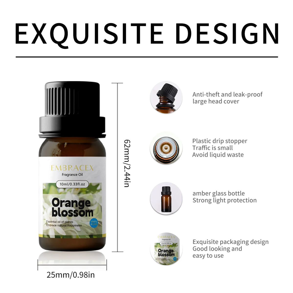 10ml Orange Blossom Fragrance Oils Floral Scent Oil Making Bath Oil Skincare Women Body Massage Oil Gifts