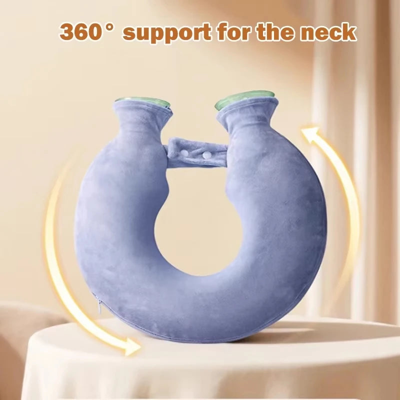 U-shaped Hot Water Bag for Neck Soft Plush Neck Warmer Hot Water Bottle Winter Warming Supplies Hot Cold Compress Physiotherapy
