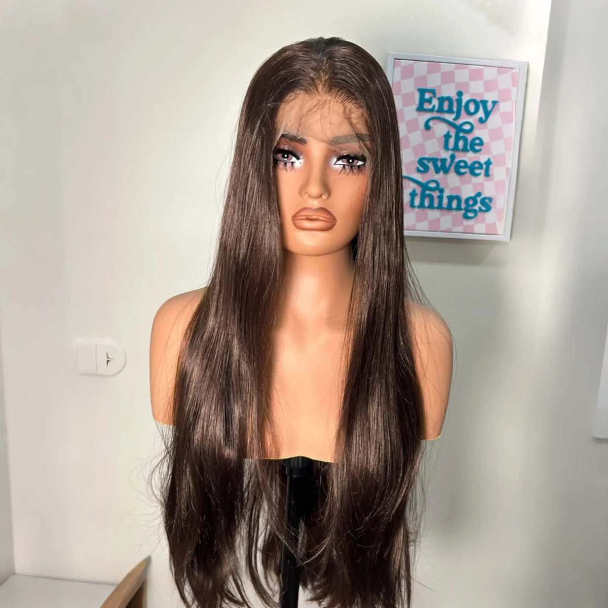 Chestnut Brown Wig Long Curly Wavy Synthetic Hair Wig Free Part Natural Wave 13X4 Lace Front Wigs for Women Daily Party Cosplay