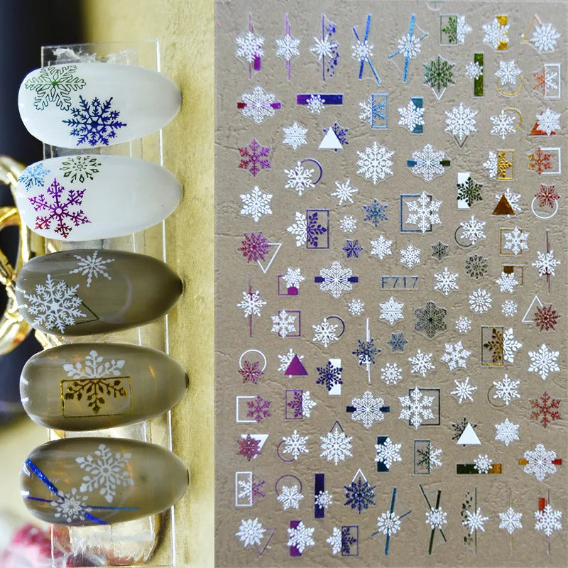 3d Nail Art Stickers Winter Christmas Trees Snow Mountains Xmas Snowflakes Decals For Nails Decoration Manicure Salon Beauty