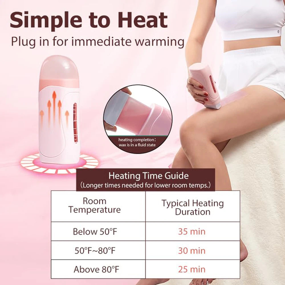 Roll On Waxing Kit With Wax Cartridges and Wax Strips 3 in 1 Soft Wax Heater Kit Hair Removal Wax Paper Waxing Kits Warmer